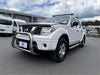 White nissan navara d40 pickup with chrome 304 stainless steel nudge bar and side steps for 2005-2015 thai model