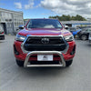Red toyota hilux pickup with a 304 stainless steel chrome nudge bar bumper guard fits 2021-2025 models