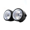 Motorcycle Street Fighter Black Twin Universal Headlight Dual Lamp Suitable