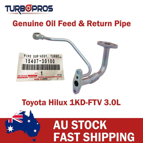 Toyota Hilux 1KD-FTV 3.0L Genuine Turbo Charger Oil Feed & Return Pipe