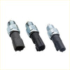 Three black and chrome automotive pressure sensors with threaded metal tops for nissan navara d40 4wd transfer case kit