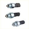 Three identical metallic and black transfer case neutral position sensor switches with threaded ends for nissan navara d40 4wd