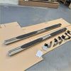 4 inch oval stainless steel running board with black rubber grip panels and matching brackets for d max double cab