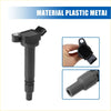 Black ignition coil with plastic body and metal connector for toyota 4runner 2010-2022 shown from the back side