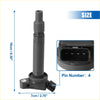 Black plastic ignition coil with 4-pin connector for toyota 4runner 2010-2022 shown from the back side