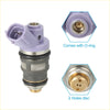 Purple and silver fuel injector nozzle with brass two-hole tip for toyota previa 1991-1996 view of the back side