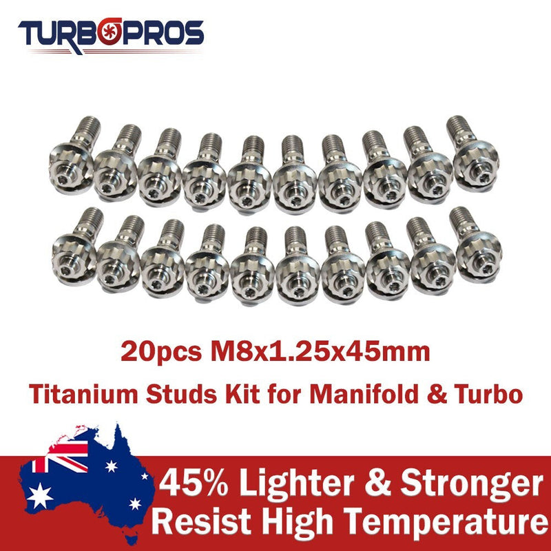 Manifold & Turbo 20 Pcs M8X1.25X45Mm Titanium Stud Kit