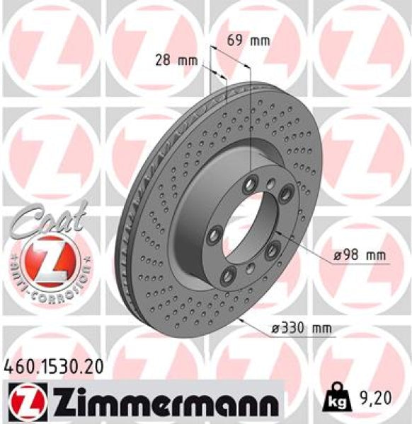 Zimmermann OE Coat Z Brake Rotor 330mm Front RH 460 1530