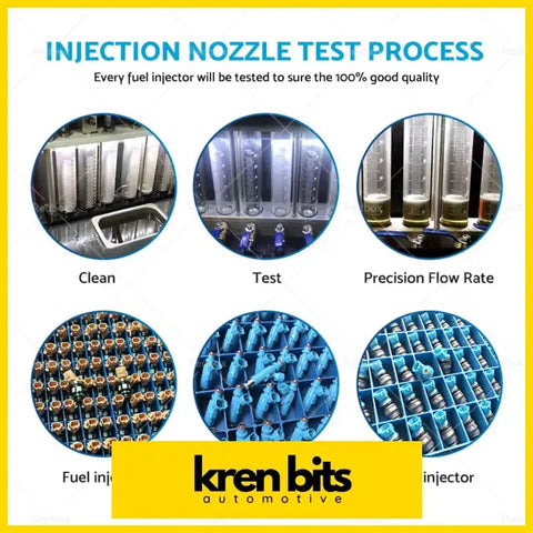 Silver metallic fuel injectors undergoing multi-step quality test process suitable for toyota hilux rzn 3rzfe