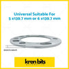 Silver metallic wheel hub adapter ring with six bolt holes for universal 5x139.7 or 6x139.7 wheels by kren bits automotive