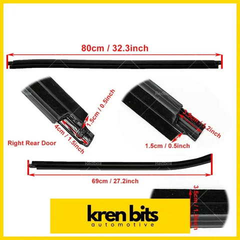 Black rubber weatherstrip for right rear door 80cm long durable design from kren bits automotive for hilux sr5 double