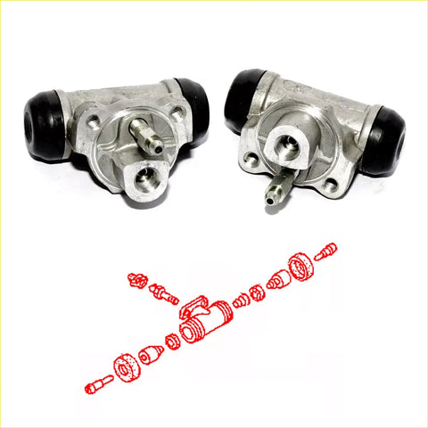 5/8 rear wheel brake cylinder for Nissan Navara D21 1985-1997 silver metal with black rubber end caps shown from back side