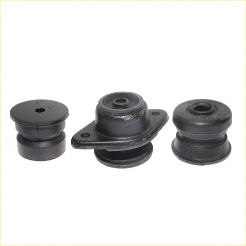 Black rubber engine mount set with 5 pcs cabin mounting bushing for toyota hilux 2005-2015 shown from back side