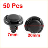 Black plastic push-button mudguard liner fastener clips 7mm and 20mm for toyota in a pack of 50