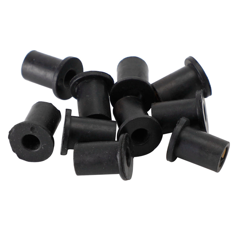 Fairing & Screen Fixing Pack of 10 - 8mm Hole M4 Rubber Well Nuts Wellnuts