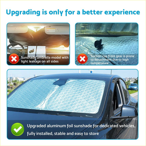 Upgraded silver aluminum foil 6-layer windscreen sunshade fully installed and stable for nissan x-trail t33