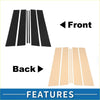 Black and beige 6 pcs door pillar window trim strips for Toyota Fortuner 2016-2023 shown front and back views