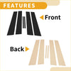 Black and beige sleek car door pillar window trim strips for toyota mark x 2009-2019 shown from back side