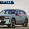 Modern light blue volvo suv with sleek black accents and grille shown beside 6 pcs chrome door pillar window trim for toyota sienna