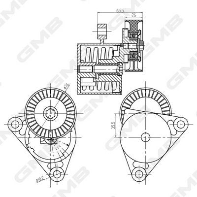 GMB Belt Tensioner V-Ribbed Belt GAT10090