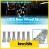 Six silver metallic rear wheel studs with threaded shafts for nissan patrol mq gq gu y60 y61 models