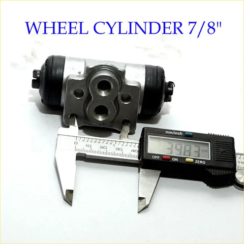Silver and black 7/8 inch rear brake wheel cylinder with threaded ports and rubber boots for mitsubishi pajero montero sport