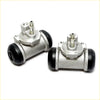 Silver metal rear brake cylinders with black rubber caps and threaded fittings for nissan navara d40 2005-2015