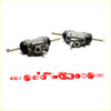 Gray metal 7/8 rear wheel brake cylinder for Toyota Hilux with black rubber seals and metallic rods shown from back side