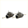 Two gray metal 7/8 rear wheel brake cylinders with black seals and fittings for toyota hilux ln30 n40 rn33 rn31