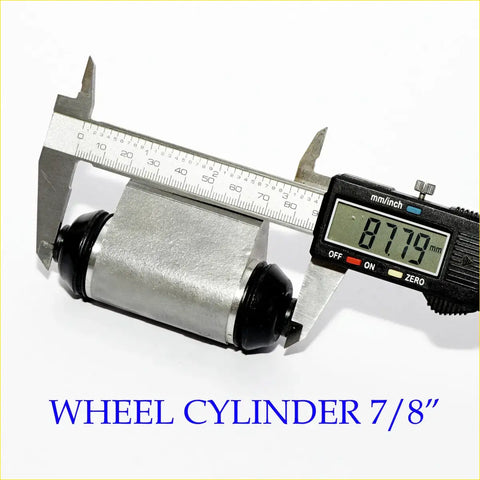 Silver metal 7/8 rear wheel brake cylinder with black rubber caps for toyota hilux 4wd 2005-2015 back side view