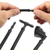 Black rubber windshield washer nozzle assembly with molded plastic connectors and curved tip for Toyota Sienna fluid squirter