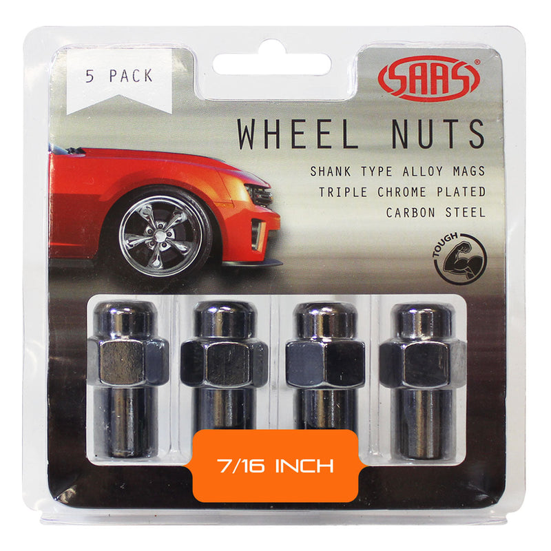 Saas Wheel Nuts Mag 7/16 Chrome 43Mm (5 Pack) 743405