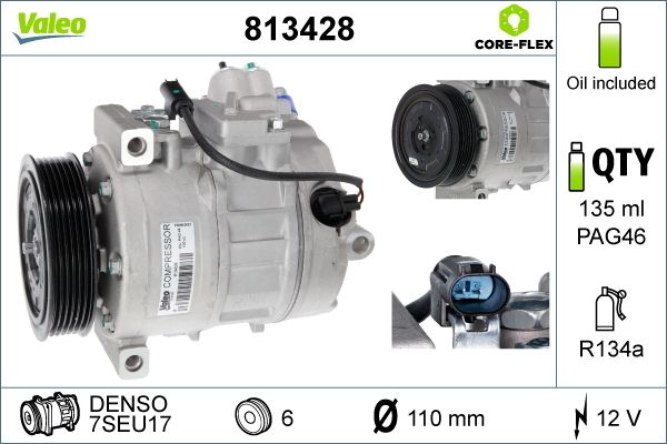 Valeo Air Conditioning Compressor 12V 7SEU17 813428