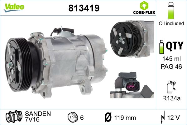 Valeo Air Conditioning Compressor 12V 7V16 813419