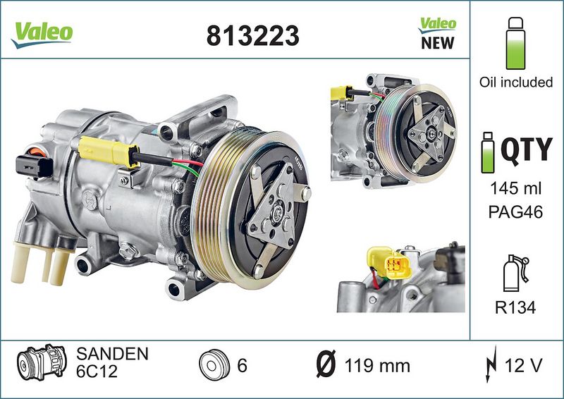 Valeo Air Conditioning Compressor 12V 6C12 813223