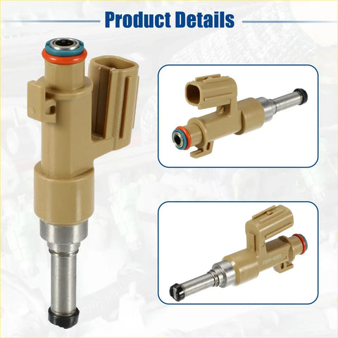 Tan plastic fuel injector with metallic silver stem black tip and orange blue o-ring for toyota tundra 8pcs set