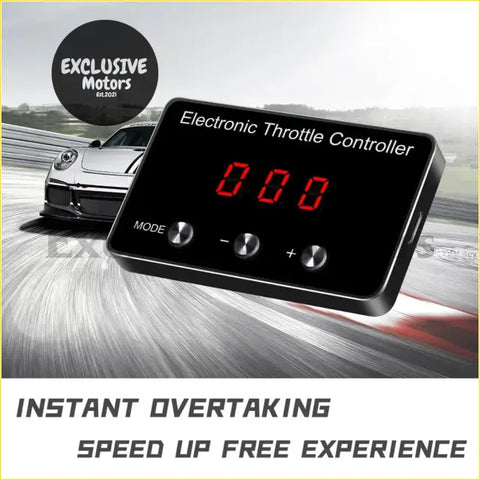 Black electronic throttle controller with red digital display and silver buttons for Nissan Pathfinder R51 use