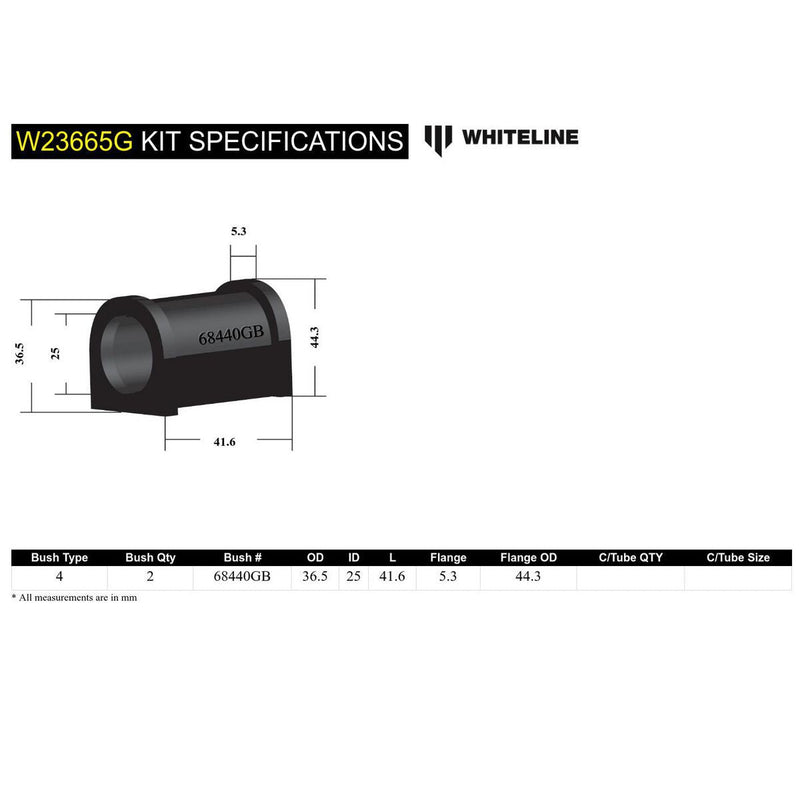 Whiteline W23665G Sway Bar Mount 25mm Greaseless