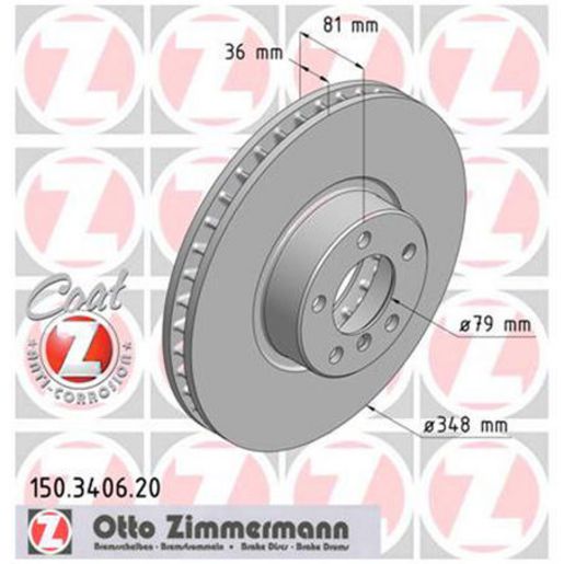 Zimmermann Front Brake Disc 34116767353