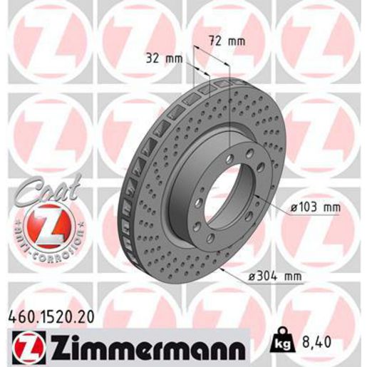 Zimmermann OE Coat Z Brake Rotor Single 304mm Front LH