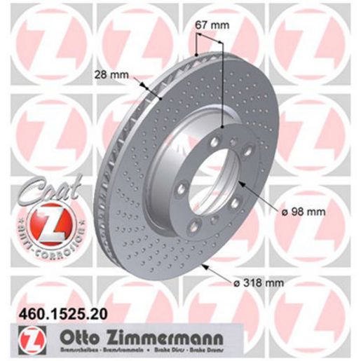 Zimmermann OE Coat Z Brake Rotor Single 318mm Front LH