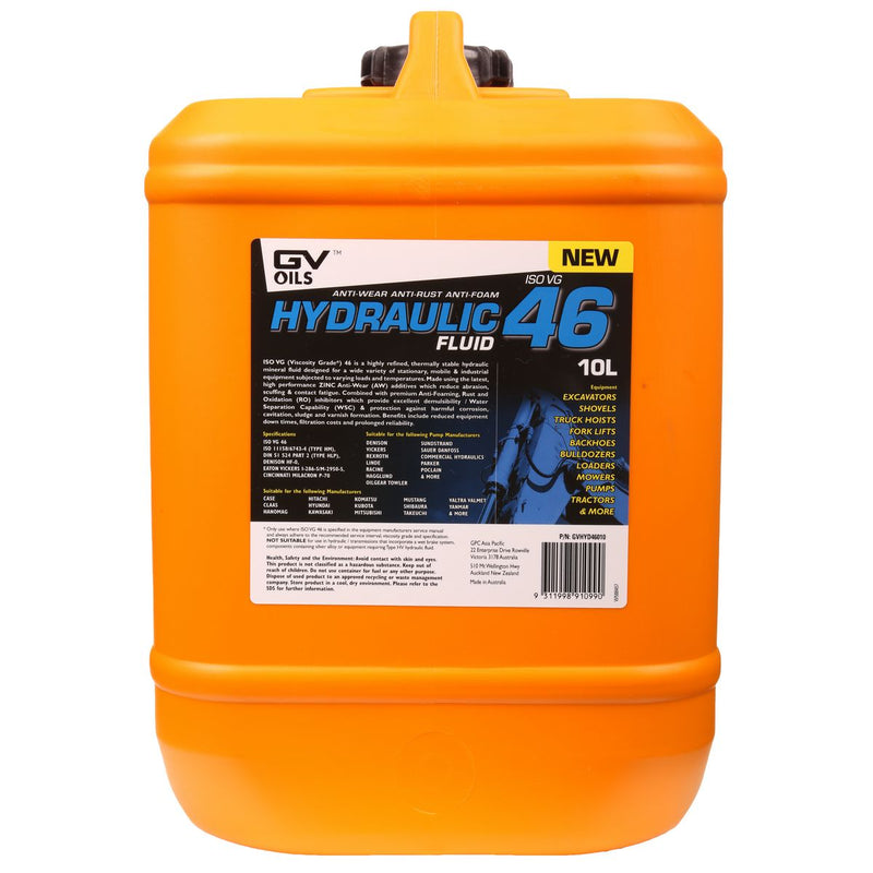 GV Oils Hydraulic Fluid Iso 46 10L GVHYD46010