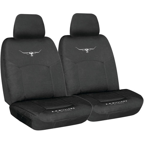 R.M. Williams Seat Cover Set Canvas Front Black