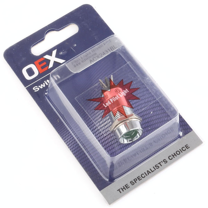 OEX Pilot Light LED Green 24V Blade Terminals ACX2431BL