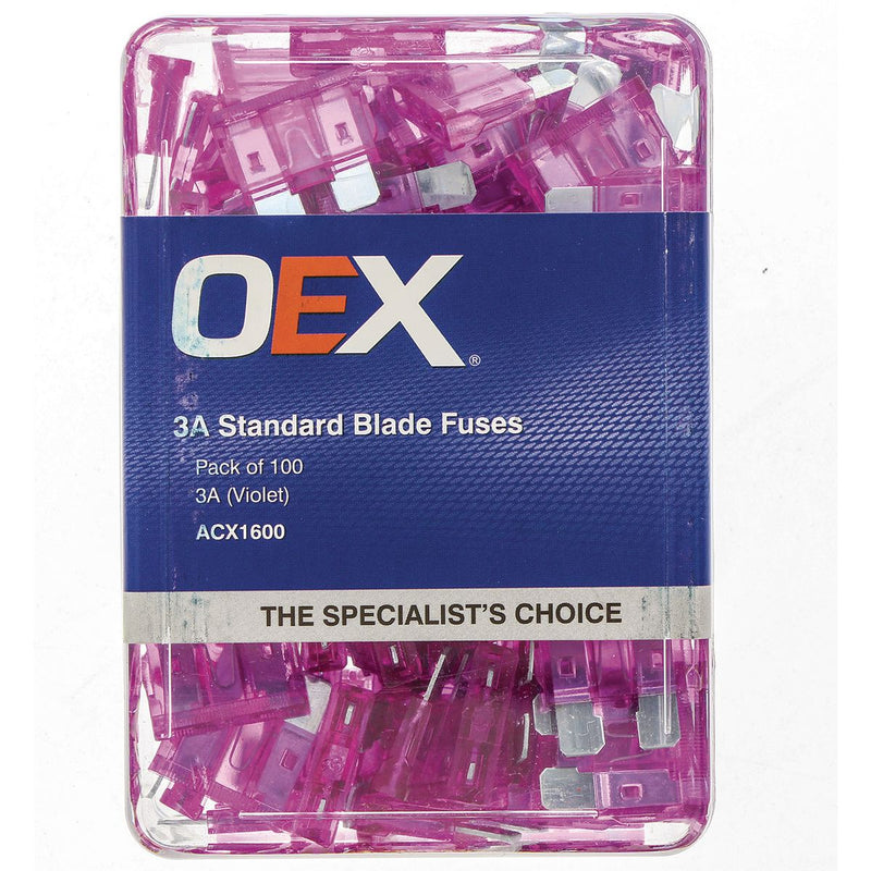 OEX Fuse Standard Blade 3A Violet (Pack of 100) ACX1600