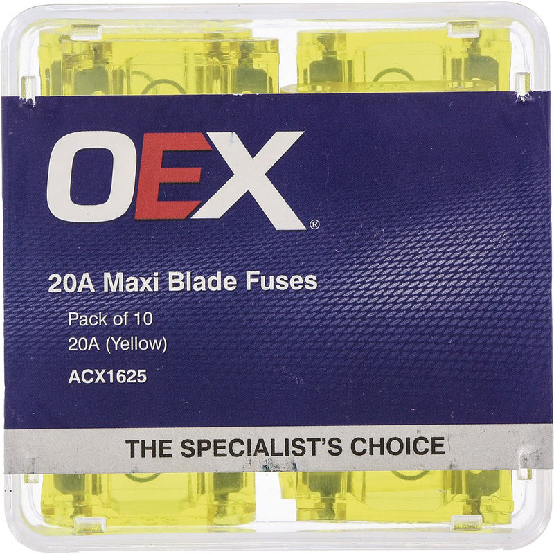 OEX Fuse Maxi Blade 20A Yellow (Pack of 10) ACX1625