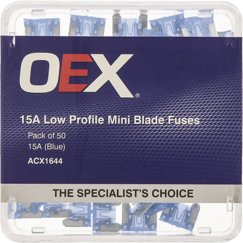 OEX Fuse Low Profile Mini Blade 15A Blue (Pack of 50)