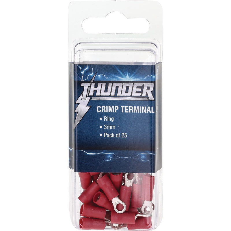 Thunder Crimp Terminal Ring Red 3mm 25pc