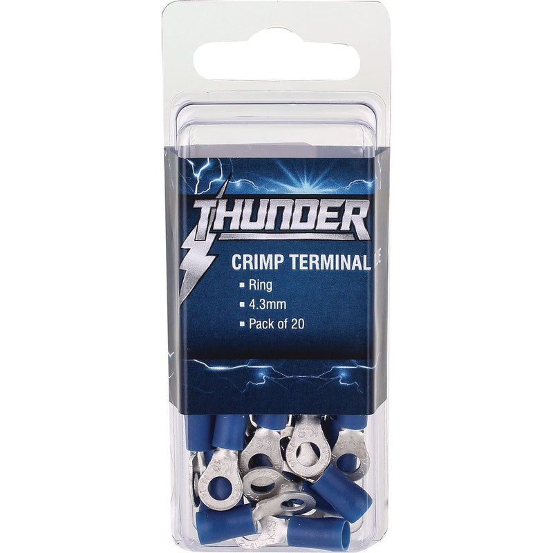 Thunder Crimp Terminal Ring Blue 4.3mm 25pc