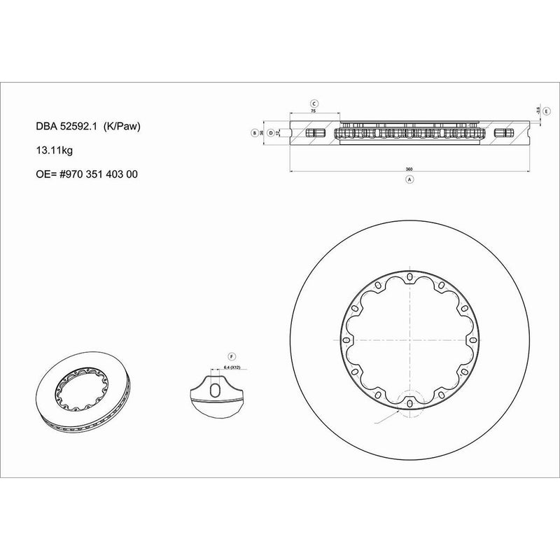 DBA XD 5000 Drilled Dimpled Replacement Brake Rotor